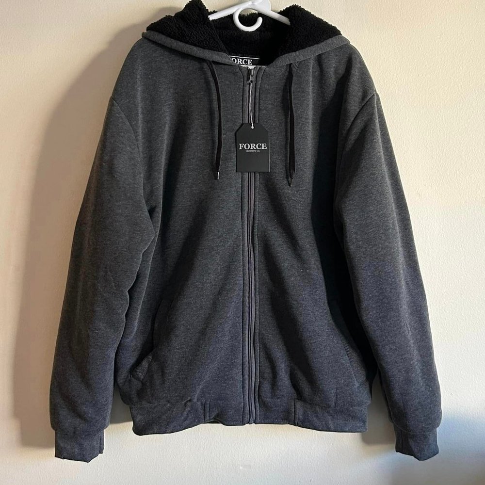 NWT Size XL Force Clothing Co Full Zip Fleece Lined Hoodie